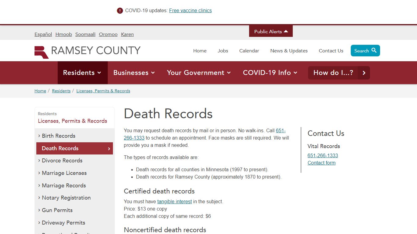 Death Records | Ramsey County