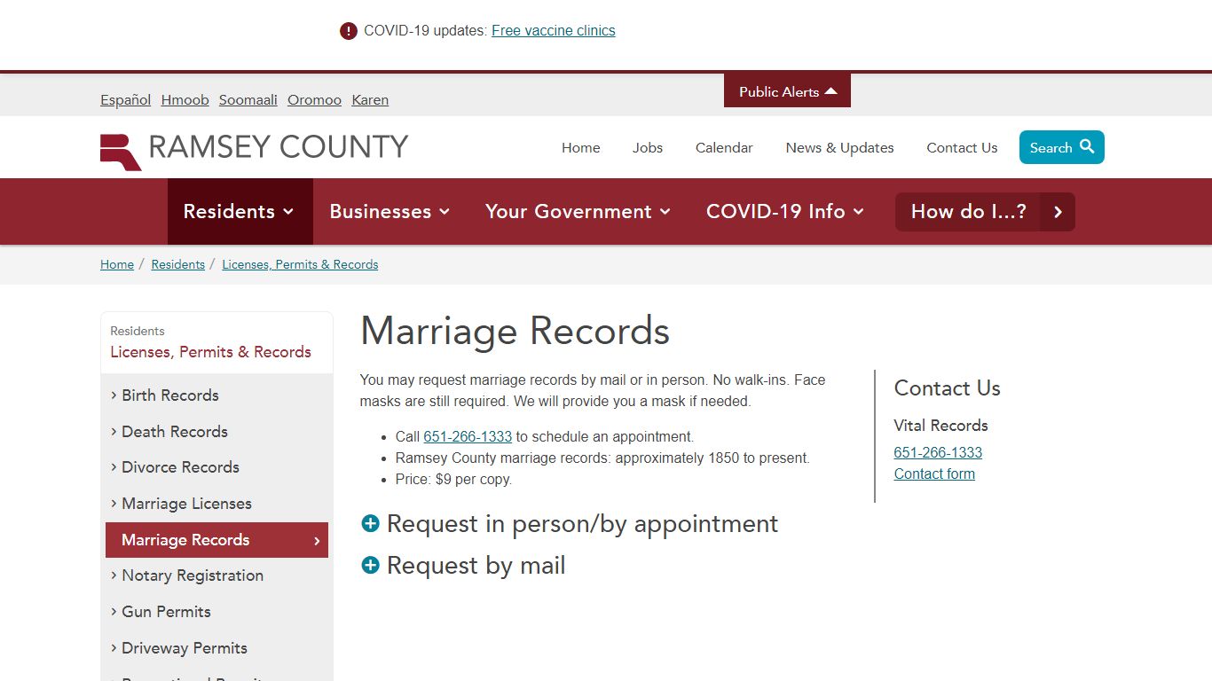 Marriage Records | Ramsey County